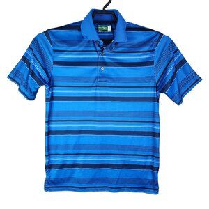 Men's Blue Ben Hogan Performance Polo Shirt Striped Short Sleeve Size S